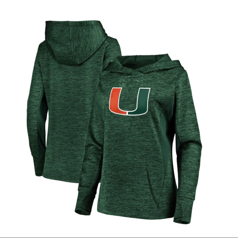 NWT Women's Fanatics Green Miami Hurricanes Fleece Hoodie Size Small